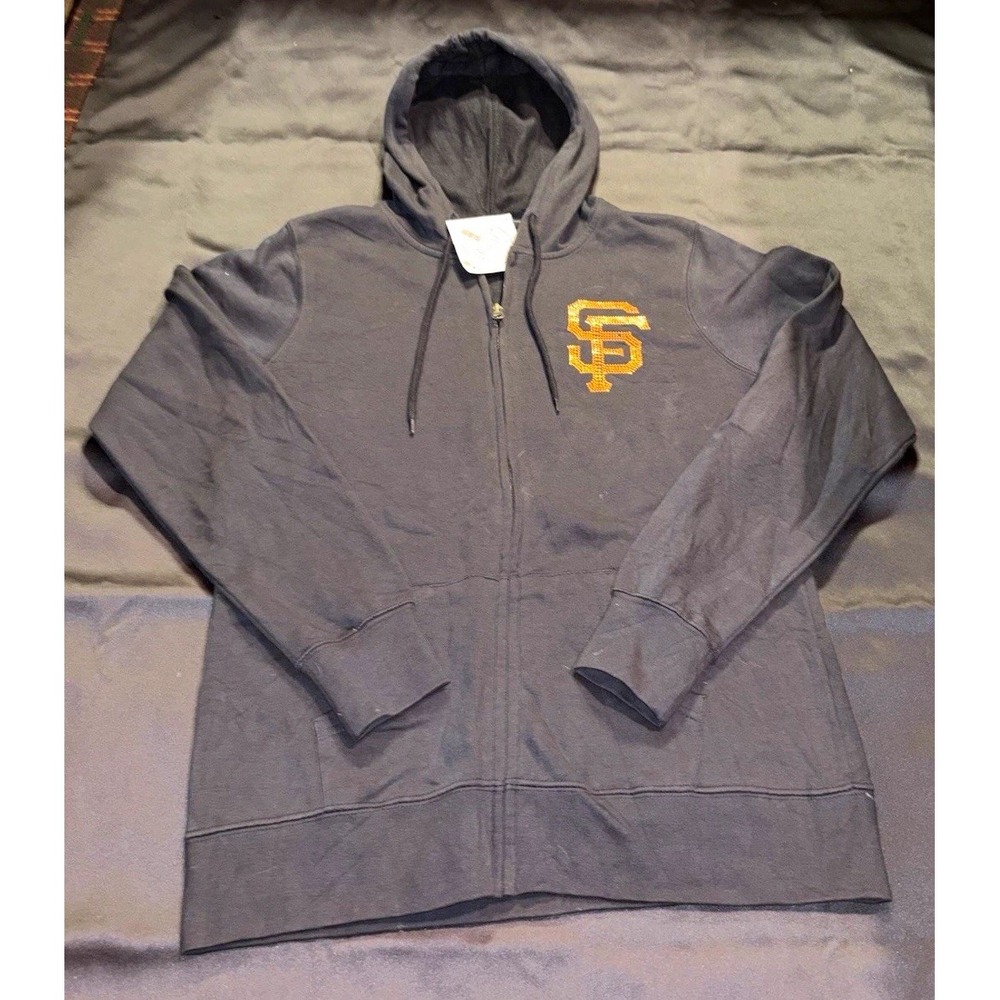 Majestic San Francisco Giants MLB Black Full Zip Hoodie, Size L, Licensed